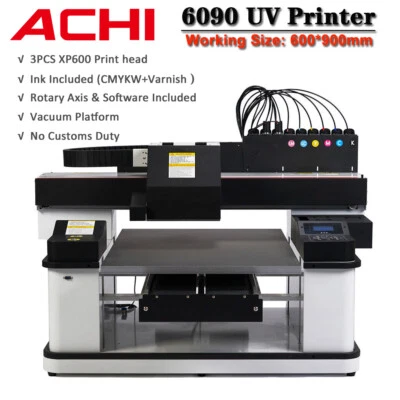 ACHI 6090 UV Printer 3 PCS XP600 Print Head For Cylindrical 3D Embossed Varnish - Bild 1 von 4