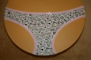 Brief Undies With Pink Bands, Shiny Bow & Baby Words All Over It - M - Picture 1 of 2