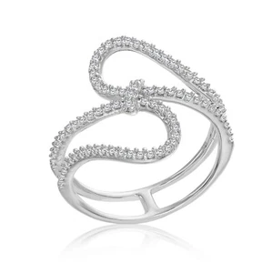 Anillo abierto doble para siempre infinito de circonio cúbico de plata esterlina sólida 925 - Imagen 1 de 15