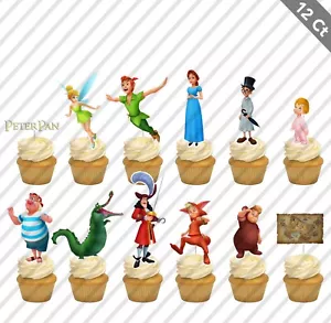 12 Peter Pan Cupcake Topper Favor Fiesta Cumpleaños Tinker Bell Neverland Wendy - Imagen 1 de 1