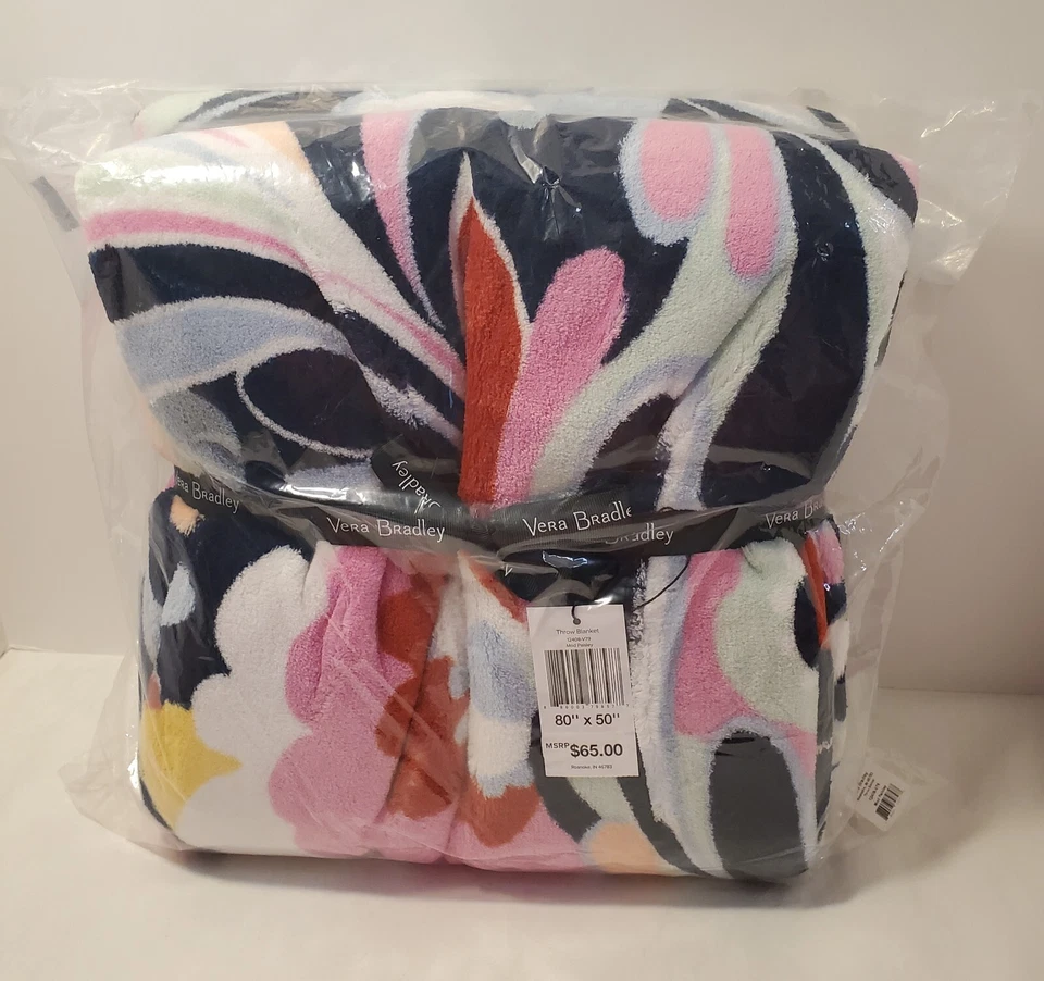 Vera Bradley MOD PAISLEY Fleece Throw Blanket 80" x 50" NWT - Image 1 of 4