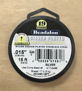 Beadalon Nylon Coated Silver Plated Bead Stringing Wire - 19 Strands .015" - Picture 1 of 4