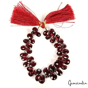 141.90 Ct/49 Pcs Natural Untreated Wine Red Garnet Drill Briolette Gem Strand 7" - Picture 1 of 5