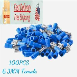 Crimp Wire Connector Pre-Insulated Female Spade Terminal 6.3mm US 100pcs - Picture 1 of 2