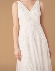 Monsoon Lucy Ivory Floral Beaded Tulle A-line Bridal Wedding Dress UK8£359 - Picture 1 of 19