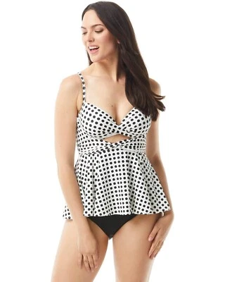 COCO REEF L42202 Ivory Riviera Dot Icon Twist Tankini Swim Top ONLY Size 36/38D - Image 1 of 4