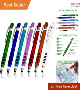 Stylus Pen 2-in-1 Touch Screen & Ballpoint Pen Assorted Colors 7 Pack - Picture 1 of 9