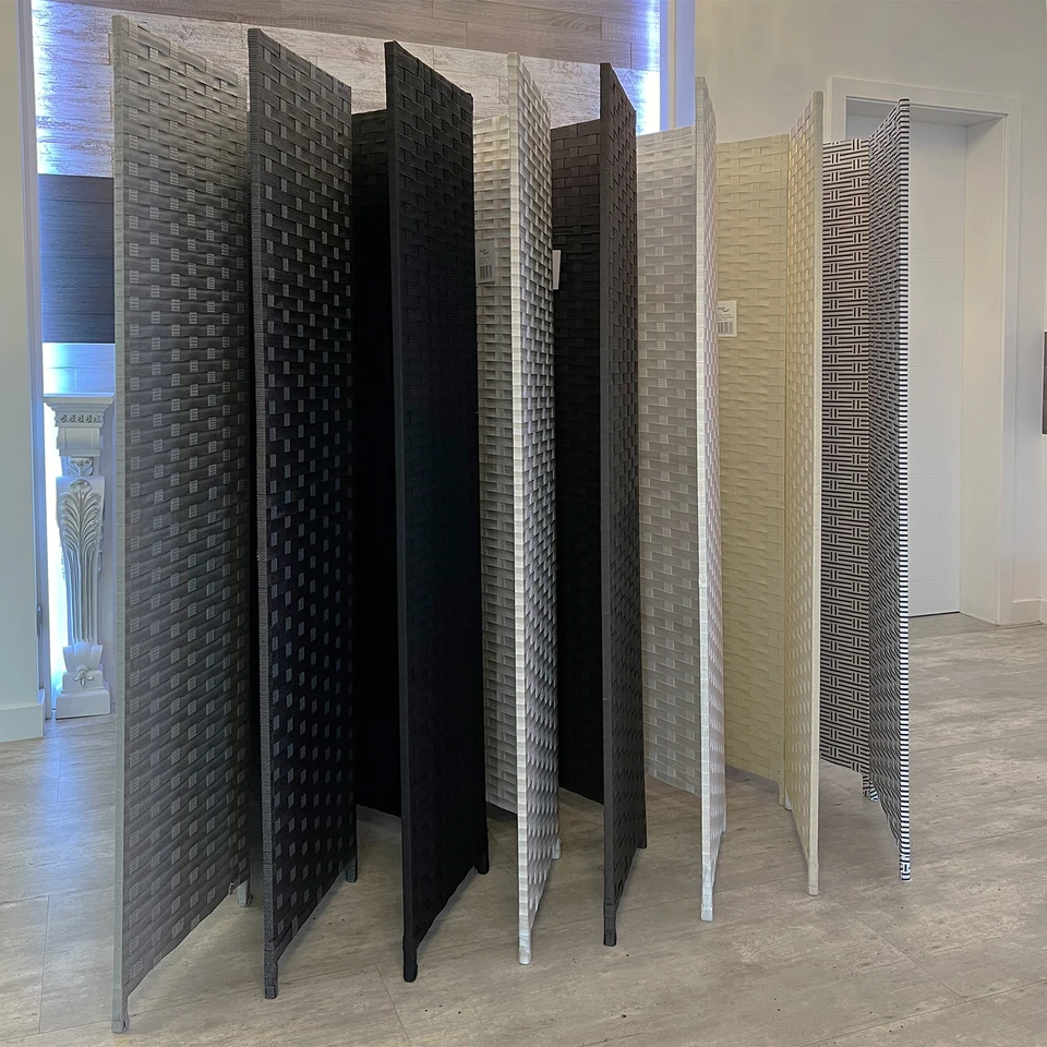 HEXIM Paravent Raumteiler Trennwand Sichtschutz aus Holz/PP 4-teilig 180x180cm - Bild 1 von 1