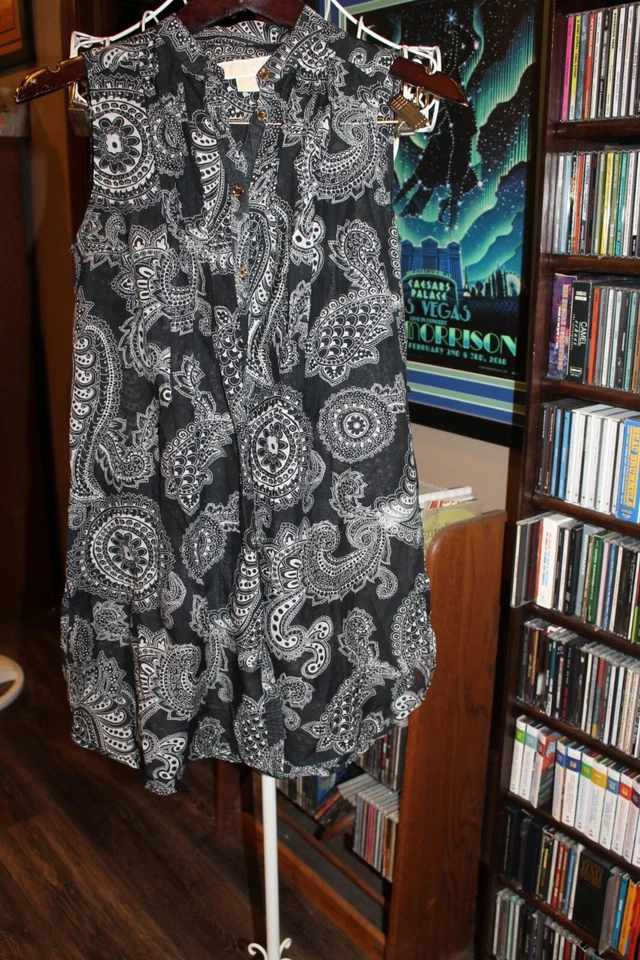 Michael Korn черный белый пейсли без рукавов прикрыть платье полупрозрачный 4 (bin300) - Изображение 1 из 4