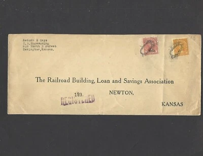 #667 9c OVERPRINT on SCARCE REGISTERED HERINGTON,KS JAN 1-1931 TO NEWTON,KS - Image 1 of 2