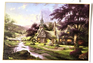Vintage Greeting Card DaySpring Thomas Kinkade Thank You Clocktower Cottage - Picture 1 of 3