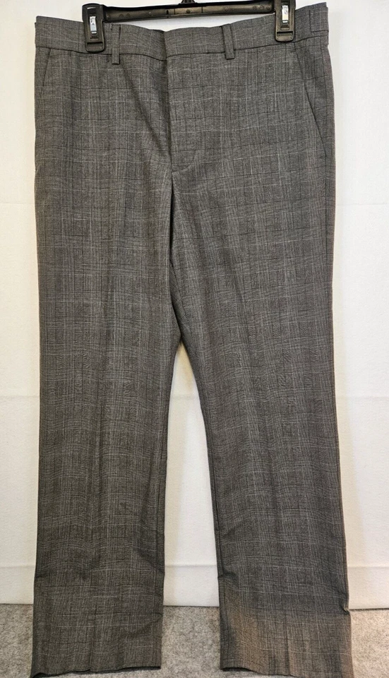 Pantalones de vestir Express para hombre 33x32 gris productor pantalones rectos a cuadros frente plano Foto 1 de 4