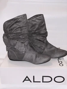Gray Suede Black Booties From Aldo. In Great Condition. Wore Only A Few Times - Picture 1 of 4