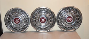 1993 Cadillac Hearse (3) Wire Wheel Hubcaps OEM - Picture 1 of 8