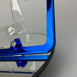 BMW Chevy Audi Candy Blue License Plate Frame w/ Aluminum Circle Cap Slim 4 Hole - Picture 1 of 9