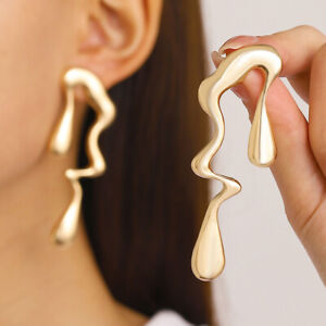 Earrings Asymmetrical Stainless Steel Drop Earrings Gold Statement Earrings t