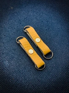 Vintage Yellow Leather & Chrome Strap Lugs Extensions w/Split Rings Sony Leica - Picture 1 of 5