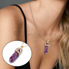 18Ct Gold Plated Purple Hexagonal Pointed Chakra Pendant Bullet Shape Necklace