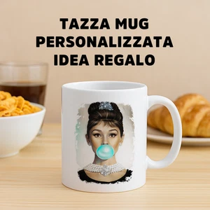 Tazza Mug Ceramica Personalizzata Audrey Hepburn Idea Regalo - Foto 1 di 3
