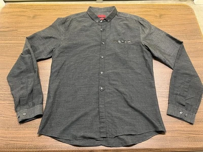 HUGO BOSS Slim-Fit Gray Long-Sleeve Men's Button-Down Shirt - XL - Image 1 of 4