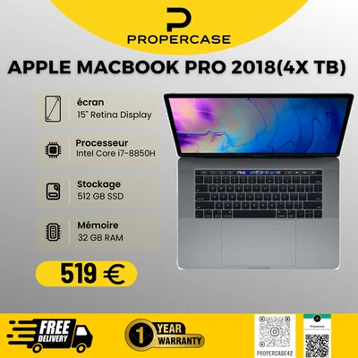 MacBook Pro TouchBar  15" 2018 | I7 2.6GHz 32Go 512Go Space Grey | Nordic Qwerty - Photo 1/3