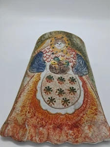 Wall Pocket Terra Cotta Hand Painted Peasant Woman Made In Italy Rustic Decor - Picture 1 of 3