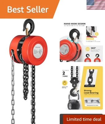 Versátil polipasto de cadena manual de 2 toneladas - cadena de 10 pies, ideal para construcción y más Foto 1 de 4