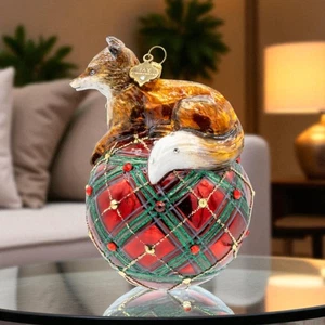 Jay Strongwater Plaid Fox Ornament SDH20146-252 - Picture 1 of 4