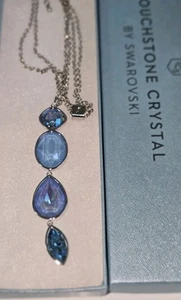 NEW Touchstone Crystal by Swarovski Necklace Ocean Waters 4 Stone Pendant Blue - Picture 1 of 8