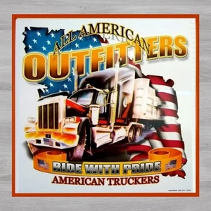 All American Outfitters Ride With American Truckers 14" x 14" Metal Sign New! - Picture 1 of 2