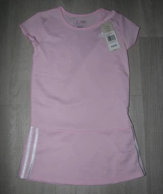 BNWT Adidas Girls Dress Size 6 Pink Tennis Striped Logo Kids Polyester New - Image 1 of 3