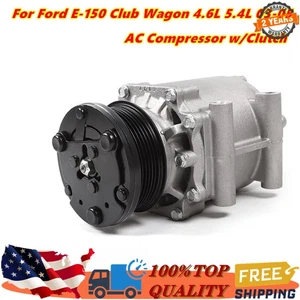 AC Air Conditioner Compressor w/Clutch For Ford E-150 Club Wagon 4.6L 5.4L 03-05 - Picture 1 of 11
