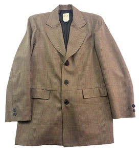 Wah Maker 42L western blazer jacket brown plaid wool usa sport suit coat mens - Picture 1 of 10