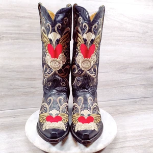 Old Gringo Botas Grace Westernstiefel Damen 9 B anthrazitgrau Herz Snip Toe - Bild 1 von 13