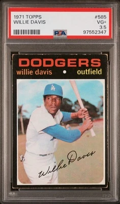 1971 Topps Willie Davis #585 PSA 3.5 VG+ Los Angeles Dodgers - Image 1 of 2