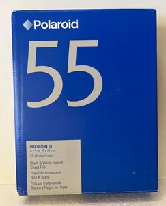 RARE Polaroid 55 5x7 ISO 50- 20 Sheets Of B&W Instant Film – New In Box - Imagen 1 de 9