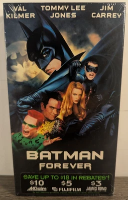 New VHS Batman Forever (PG-13, 1995) Sealed Val Kilmer Kim Carrey DC WB Movies - Image 1 of 4