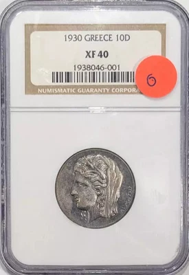 10 dracmas Grecia 1930 NGC XF-40 Foto 1 de 2