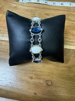 Pulsera Judith Ripka ágata blanca y topacio azul plata de ley 925 7,5 Foto 1 de 4