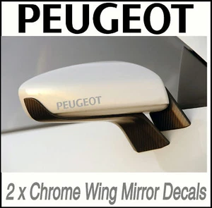PEUGEOT CHROME WING MIRROR DECALS STICKERS VINYL MOD X2 - Picture 1 of 1