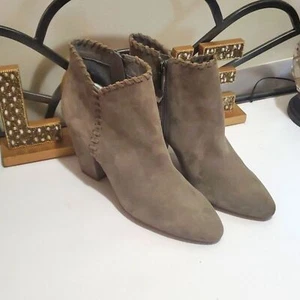 1. State Mylo Taupe Suede Women's Block Heel Side Zip Ankle Booties Sz 11 NWOT - Picture 1 of 9