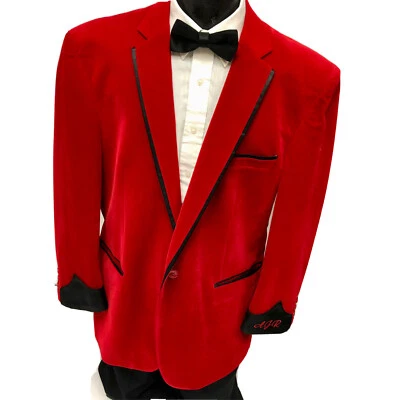 Мужская красный бархат Sport пальто велюр смокинг официальный куртка смокинг выпускного вечера курения блейзер - Изображение 1 из 4