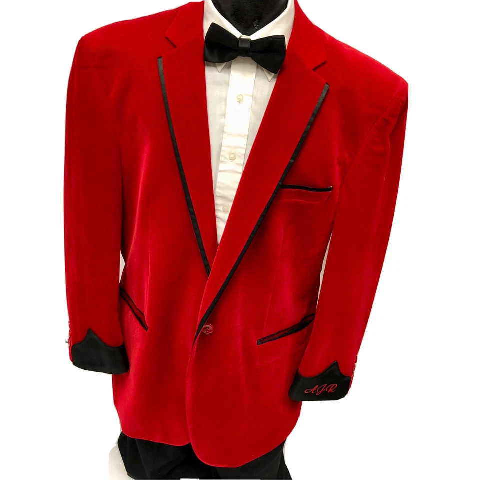 Abrigo deportivo de terciopelo rojo para hombre VELOUR esmoquin chaqueta formal esmoquin graduación blazer para fumar Foto 1 de 4