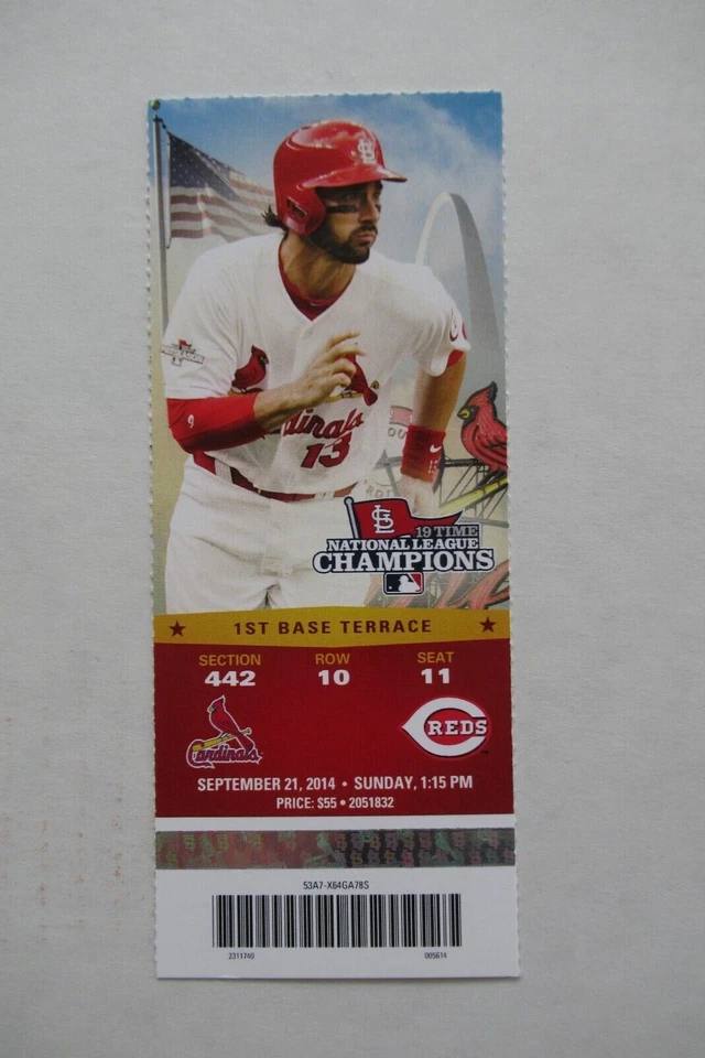 Boleto completo St. Louis Cardinals vs Cincinnati Reds 21/09/2014 ~ Jay Bruce (2 horas) Foto 1 de 1