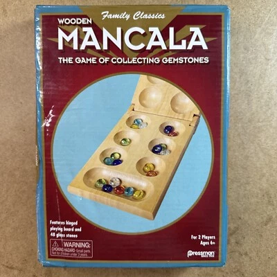 Family Classics Wooden MANCALA Real Wood Folding Set with Multicolor Stones - Image 1 of 4