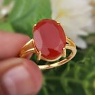 18k Gold Plated Oval Red Onyx Gemstone Ring For Women's Everyday Wear Jewelry