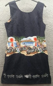 Ky's Hawaiian Dress Beach Dress Motorcycle Theme XL Made in Hawaii Cotton 1381 - Picture 1 of 11