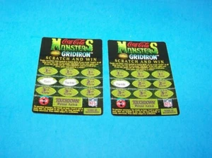 Coca Cola Monsters Of The Gridiron (2 Scratch & Win Game Cards) - Bild 1 von 2