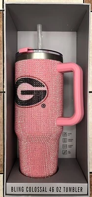 NCAA Bling Colossal UGA 46oz Tumbler Georgia Bulldogs Rhinestone Pink - Image 1 of 4