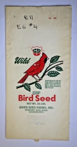 X LARGE Vintage Paper Sack Bag - WILD BIRD SEED, GRIES SEED FARMS, FREMONT OH 86 - Picture 1 of 1